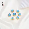 Cuentas Sueltas Chapadas en Cobre con Cloisonné de 18K, Cuentas Espaciadoras de Pétalos Esmaltadas Azul Quemado, Accesorios para Joyería de Goteo de Esmalte para Pulseras DIY