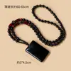 Pingente de conta redonda de obsidiana preta natural, colar com pingente quadrado de obsidiana, acessório de corrente de suéter DIY atacado