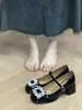 Zapatos Mary Jane de Cuero Negro de Tacón Alto a la Moda Estilo Francés 2025 para Mujer, Zapatos de Boda con Pedrería, Zapatos de Novia, Zapatos de Tacón Grueso de un Solo Color