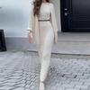 Otoño 2024 Nuevo Europeo y Americano Amazon Transfronterizo Comercio Exterior Moda Explosiones Estilo Perezoso Traje de Camisa Tejida Falda Larga Mujer