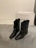 Botas vaqueras estilo retro desértico para mujer, nuevo modelo otoño e invierno 2026, punta cuadrada, ajuste ceñido, tacón grueso, botines cortos apilados