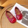 Zapatos para niños con lazo pequeño fragante, zapatos para niños estilo coreano de cuero rojo, zapatos de princesa para niñas, flats de suela blanda, zapatos de cuero para niños medianos y grandes