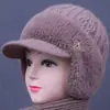 Chapéus de Inverno para Mulheres, Novos Chapéus de Lã Versáteis, Chapéus de Tricô para Mães de Meia-Idade e Idosas, Chapéus Quentes Espessos de Veludo para Mulheres