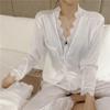 Estilo Princesa Simples Cor Sólida Pijama de Seda Feminino Outono Renda Renda Menina Fofa Solto Transfronteiriço Roupas de Casa