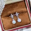 Brincos de Tarraxa Populares e Elegantes com Pérolas Naturais de Água Doce Formato Bun, Borboleta, Coração de Pêssego e Caractere de Bênção, Banhados a Ouro 14K