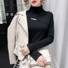 Camiseta Térmica de Manga Larga para Mujer con Cuello Medio Alto para Otoño e Invierno, Tallas Grandes, Forrada de Felpa, Engrosada, Ajustada, Estilo Japonés y Coreano, Ropa Casual