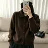 Suéter cardigan de punto suave y esponjoso con cuello de mapache para mujer, nueva colección otoño/invierno 2026, corte holgado, suéter de punto liso, prenda exterior