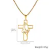 Collar Cruz de Acero Inoxidable Transfronterizo Manos de Oración Plegadas Juntas Acero Inoxidable Cadena para Suéter