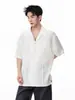 Camisa de verano transfronteriza para hombre, cuello cubano, manga corta, estilo hawaiano, corte holgado, transpirable, diseño retro tejido calado, camisa de vacaciones