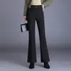 Pantalones de campana de tiro alto ajustados para mujer, nuevo estilo otoño/invierno 2026, pantalones forrados de polar, pantalones de traje a la moda, ajustados, engrosados, ligeramente acampanados