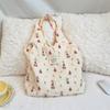 4613 Corea del Sur Verano Relieve Lindo Bolsa de Lona Diseño Nicho Bolso Tote de Gran Capacidad Bolso de Hombro Bajo el Brazo