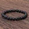 Pulsera de Piedra Volcánica con Cuentas para Hombre Youjia Jewelry, Pulsera de Piedra Mapa Estilo Punk Retro, Accesorio de Mano Personalizado de Moda