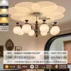 "Lámpara de Junta de Bambú de Jade Blanco" - Candelabro de sala de estar estilo medieval, Luminaria retro francesa, Lámpara de dormitorio de madera natural estilo chino nuevo, Hierro