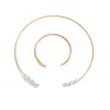Elegante e Discreto Estilo Clássico Pulseira de Aço Inoxidável e Ouro 18K com Zircônia em Formato de Gota, Colar de Luxo Leve de Alta Qualidade, Joias Transfronteiriças para Mulheres