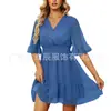 Vestido Novo de Chiffon Jacquard Liso Colorido com Manga Sino e Cintura Solta - Cruzamento Europeu e Americano da Amazon para Mulheres 2023