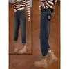 Jeans tipo harén para mujer para otoño e invierno, forrados de polar, adecuados para cuerpo tipo pera, corte holgado, cubren la cadera, adelgazantes, talla grande, pantalones zanahoria, pantalones dad de cintura alta