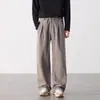 Novedad Otoño 2026 Pantalones Casuales para Hombre Estilo Retro Japonés Color Sólido Peso Pesado Versátiles Pierna Recta Pantalones de Lana