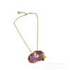 Bronce Antiguo Occidental Chapado 18 Oro Retro Viejo con Adorno Asimétrico Morado Cristal Morado Colgante Pequeño