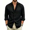 Camisas Nuevas de Verano para Hombre Transfronterizas, Estilo Old Money, Lino Transpirable, Camisas y Chaquetas Retro Europeas y Americanas para Hombre, Camisas de Protección Solar