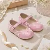 Sapatos Mary Jane Femininos com Decoração de Pérola e Coelho, Sapatos para Festa e Performance de Florista, Sapatilhas Fofas de Princesa
