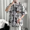 Camisa de Hombre Estilo Japonés Una Pieza Luffy Verano Delgada Diseño Estilo Hong Kong Nicho Dibujos Animados Holgada Manga Corta Top de Moda