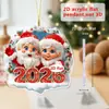 Llavero Colgante Plano de Acrílico Navideño Transfronterizo Papá Noel Muñeco de Nieve Caja de Regalo Llavero de Regalo Festivo Pequeño