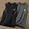 Novo Colete Esportivo de Secagem Rápida para Homens, Camiseta sem Mangas de Seda de Gelo Soltinha para Treinamento Físico, Corrida, Basquete, Regata Estilo Americano