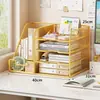 Estante de escritorio para archivos, estante multifuncional de oficina para archivos, estante de escritorio multicapa compartimentado para almacenamiento de documentos, estante organizador de libros