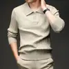 Suéter de punto de alta gama transfronterizo para hombre con cuello de gaviota, suéter casual de otoño de manga larga con patrón trenzado, ropa casual para hombre estilo 'old money'