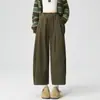 Pantalones de pana estilo coreano con pierna nueve curvada para mujer 2026 Otoño/Invierno Cintura alta sueltos adelgazantes versátiles pierna ancha ocho casual