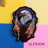 Abrigo de cuero estilo punk para hombre, con diseño de motocicleta, parche bordado para planchar, adhesivo con calavera de águila.