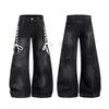 Jeans de pierna ancha desestructurados estilo retro americano con amarre para hombre y mujer, nueva colección otoño 2026, pantalones versátiles casuales holgados