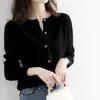Suéter de Cachemira Auténtico Estilo Nuevo Familia Ge Primavera/Otoño 2026 Cárdigan de Lana Gris de Alto Grado Suéter de Punto Superior Cuello Redondo para Mujer