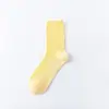 Calcetines de Cuatro Estaciones Calcetines para Mujer Verano Finos Color Morandi Doble Aguja Color Sólido Calcetines Medios para Mujer Japoneses Moda ins Calcetines de Moda