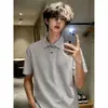 Camisa Polo Transfronteriza para Hombre, Camiseta de Manga Corta con Retazos Estilo Americano de Verano con Cuello Campana, Tendencia Marca Cleanfit Top de Media Manga
