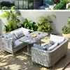 Sofá de Ratán para Ocio al Aire Libre Silla de Ratán para Terraza de Jardín Sofá Doble para Patio Balcón Sofá de Ratán Imitación de Ratán Villa