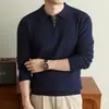 Suéter de punto grueso con media cremallera estilo Old Money para hombres de mediana edad, Casual de negocios, Color liso, Engrosado, Nueva prenda base cálida Otoño-Invierno