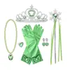 Disfraz de Princesa de Halloween Accesorios Regalo de Cumpleaños para Niños Corona de Gemas Varita Mágica Guantes Pendientes Collar