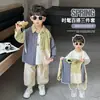 Camisas para Niños Colección Primavera 2026 Nuevo Elegante y Genial Conjunto de Tres Piezas para Niños, Ropa de Pana para Bebés en Primavera y Otoño