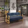 Sofá de Peluquería Silla de Espera Sofá de Acero Inoxidable Área de Descanso de Peluquería Sofá de Recepción Salón de Belleza Peluquería Exclusivo