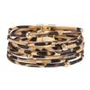 Pulsera de Cuero con Cierre Magnético de Aleación Leopardo Explosiones Transfronterizas Europeas y Americanas Pulsera de Cuerda de Cuero con Cuentas Joyería