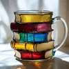 Caneca de Livro Pintada Nova Mais Vendida Transfronteiriça, Caneca Criativa de Luxo Pintada em Formato de Livro, Copo de Café para Bebidas Frias