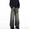 Comercio Exterior Vaqueros Lavados Desgastados Estilo Retro Americano para Hombre Tendencia Streetwear Primavera y Otoño Pantalones Largos Rectos Holgados con Caída