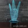 Serie de Gesto de Victoria Lámpara 3D Lámpara Visual LED Colorida Creativa Lámpara de Mesa de Noche Regalo Luz Nocturna Sensible al Tacto
