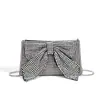 Bolso de Mano con Lentejuelas y Moño de Nuevo Estilo Transfronterizo, Bolso de Hombro con Cadena Simple Versátil Japonés y Coreano, Bolso Cuadrado Pequeño Brillante de Nicho