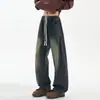 Calça Jeans Bootcut com Cintura Elástica e Cordão Masculina American Cleanfit Reta Slim High Street Casual Tendência