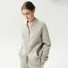 Cardigã de cashmere grosso e folgado, jaqueta de tricô casual feminina com zíper, dupla camada espessada de cashmere de bebê