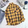Camisa Casual Masculina 2019 Primavera Nova Camisa Xadrez Masculina Estilo Harajuku bf Estudante Camisa Jaqueta Solta