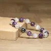 Pulseira de Ametista Pedra de Vesícula Preta Natural Opala Pulseira de Aço Inoxidável Feminina Moda Luxo Leve Joias