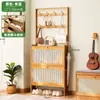 Gabinete de Zapatos Ultradelgado para Entrada, Almacenamiento Integrado y Diseño de Ganchos, Gabinete Vertical con Puertas abatibles, Zapatero de Piso para Pasillo del Hogar, ¡Wow!